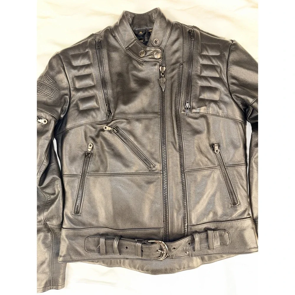Harley Davidson Leather Jacket Small Women's Black Biker Moto Full Zip EUC
